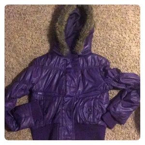 Purple puffer coat